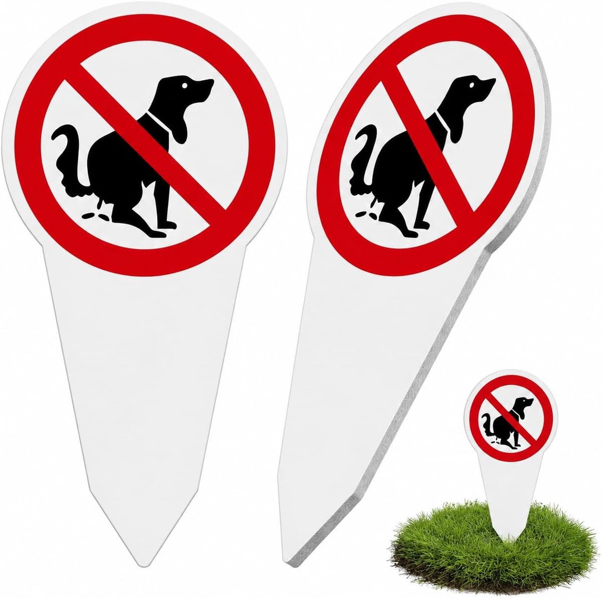 2 stuks "Kein Hundeklo Bord" steekbord aan beide zijden bedrukt, 29 x 14 cm, waarschuwingsbord honden pokken verboden - ShopVlot