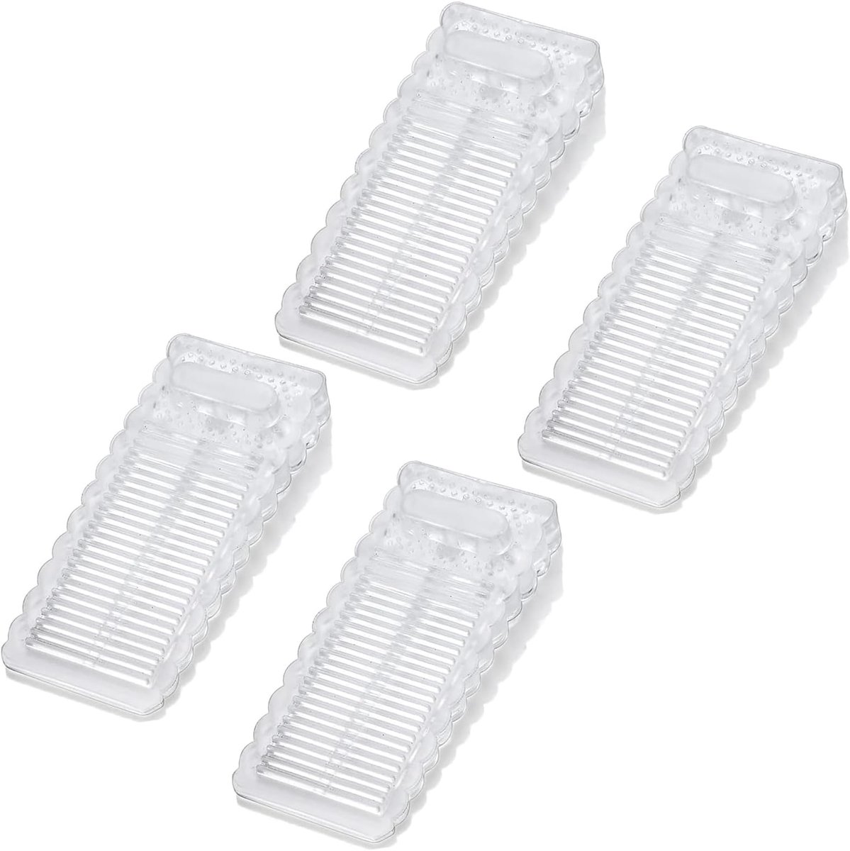 4 Pieces Door Wedges Non-Slip Rubber Door Stopper Wedge Adjustable for All Hard Floors Bedroom Door Bathroom - ShopVlot
