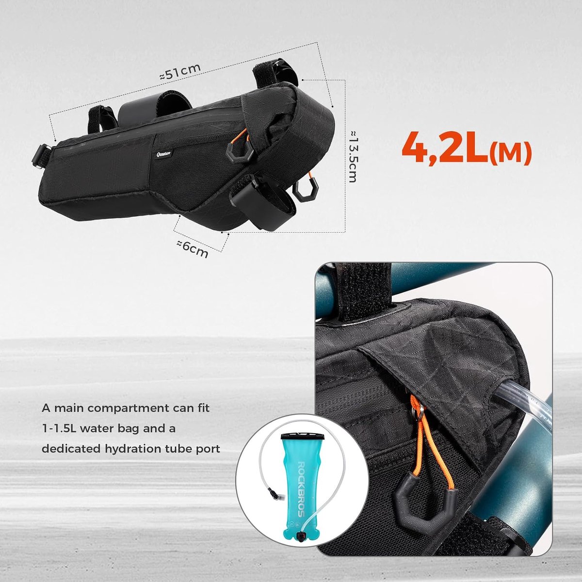 Bicycle Frame Bag, Bicycle Bag Top Tube, Triangle, Large Capacity 3.4 L, Can Hold a Water Bag, Accessories for MTB - ShopVlot