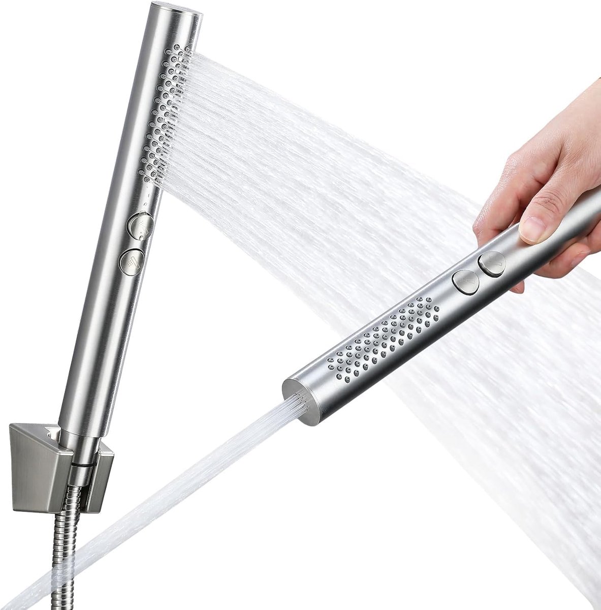 Electric Chrome Hand Shower Shower Head Water Saving with 2 Functions ABS Round Shower Head for Shower and Sink - ShopVlot