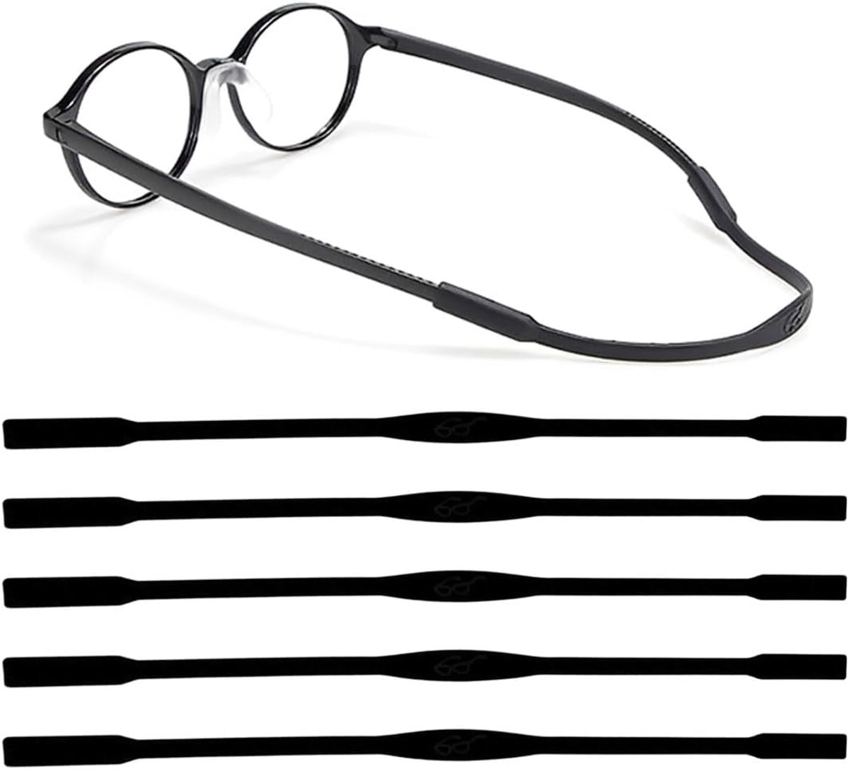 5 stuks brillenhouder, verstelbare sportriem, antislip koord (zwart, 20 cm) - ShopVlot
