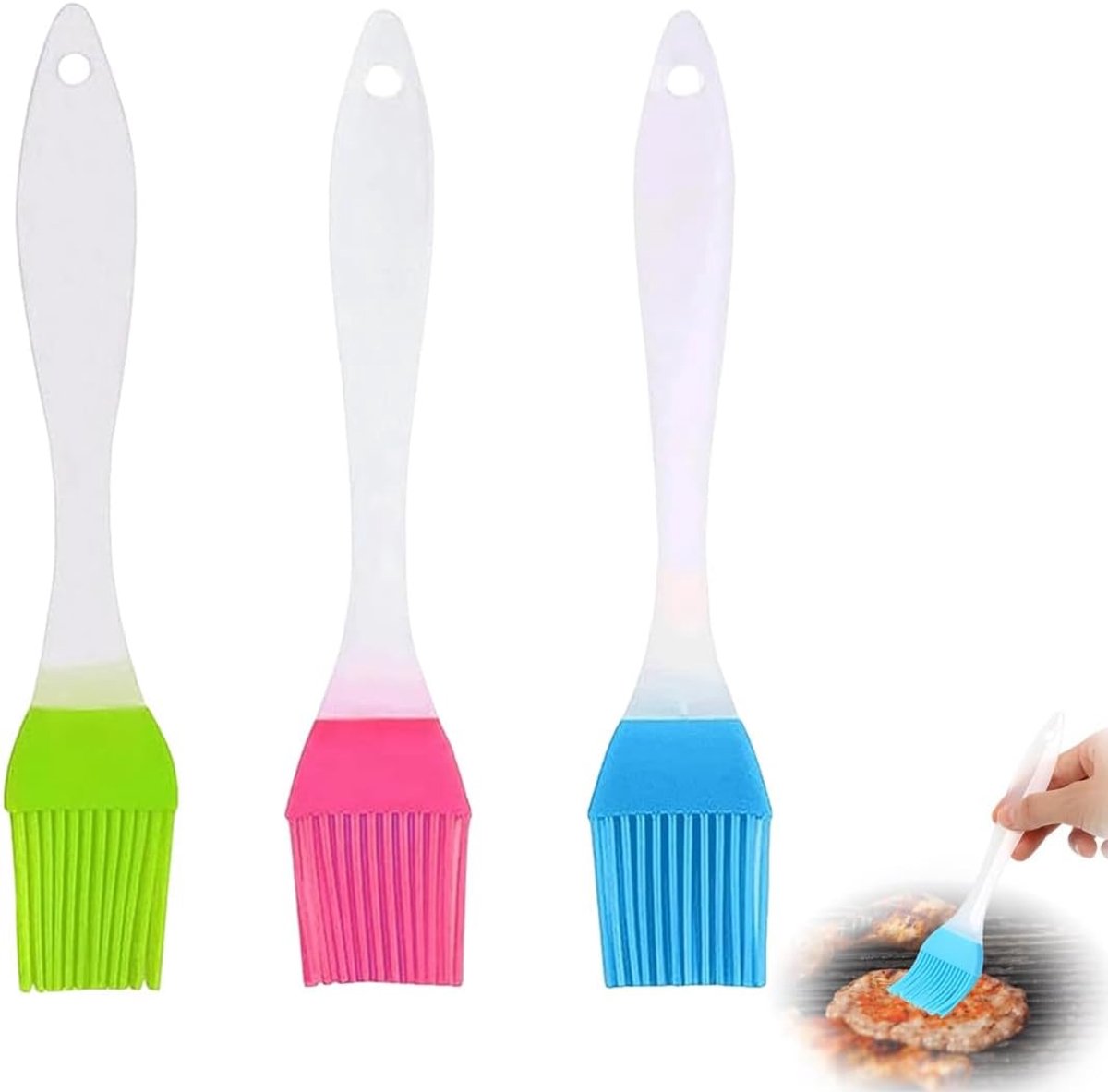 3 stuks bakkwasten van siliconen, bakkwastenset met 3 verschillende kleuren, inclusief blauw, groen en roze, ideaal - ShopVlot