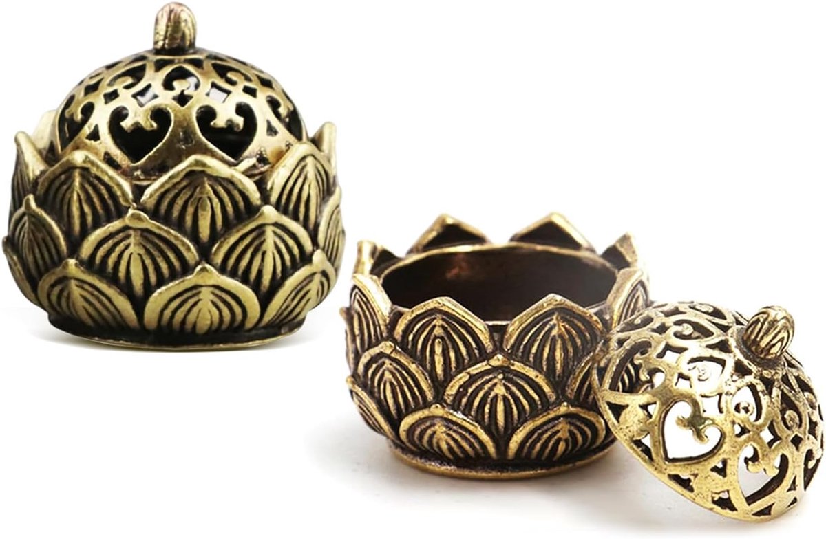 Incense Candle Holder, 2 Pcs Incense Cone Holder Bronze Retro Incense Cone Holder Lotus Incense Stick Holder for Home - ShopVlot