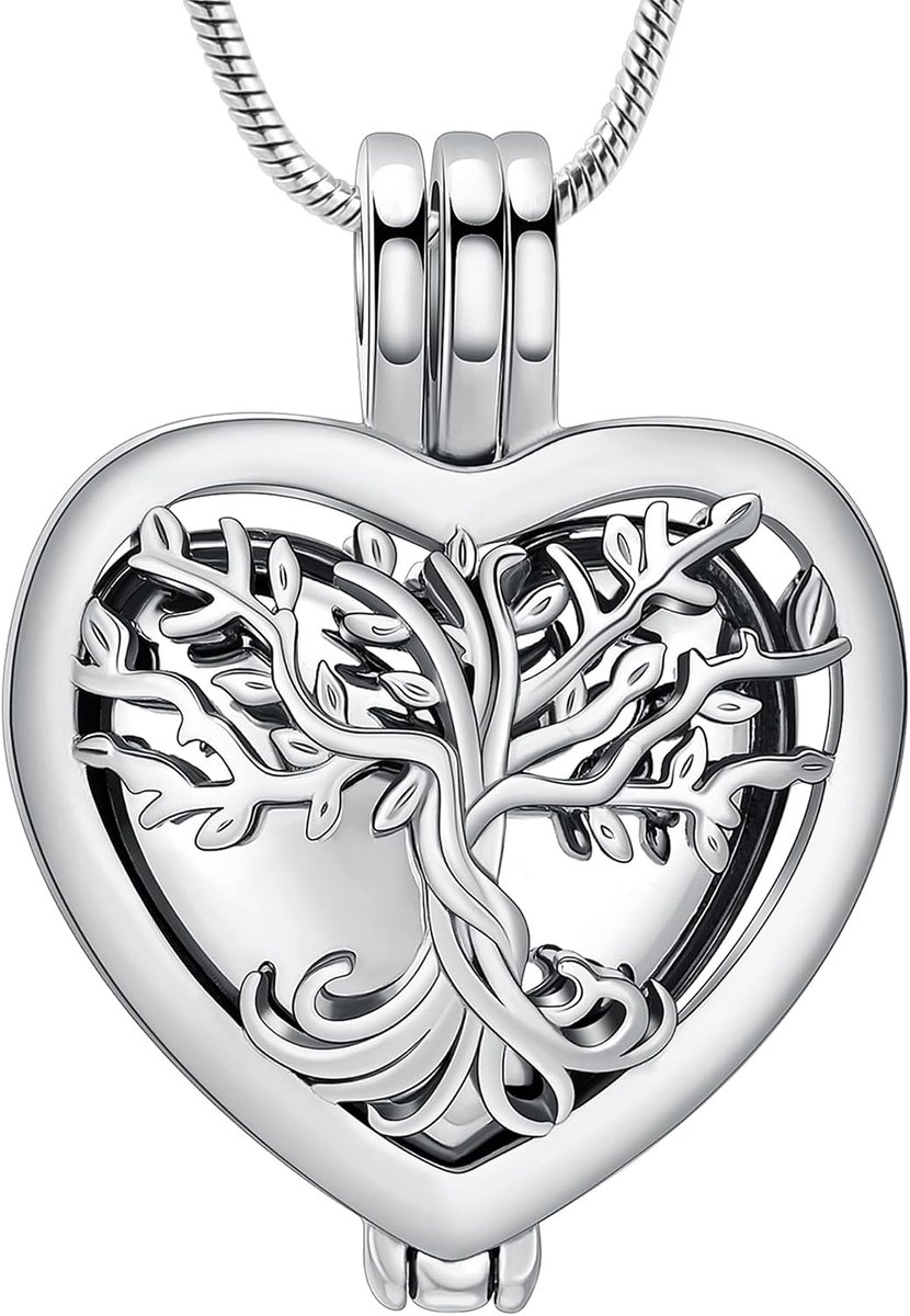 Heart shaped urn necklaces for ashes for women cremation jewelry flower memorial mini keepsake ash hollow pendant - ShopVlot