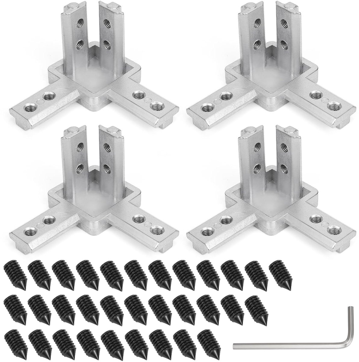 Angle Connector, Profile Connector, 3-Way Angle Connector Holder, Corner Holder, 4 Pieces, Aluminium Profile, Angle - ShopVlot