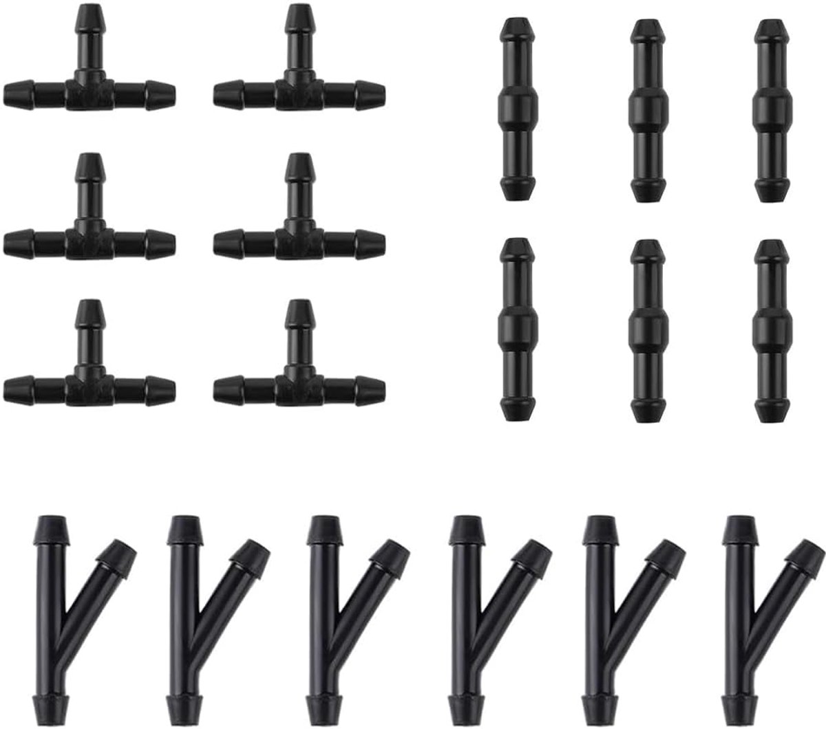 Ice Cleaner for Car, 18 Pieces Hose Connectors, 6 Y 6 T 6 Straight, Universal Hose 29 mm, Splash Guard, Black - ShopVlot