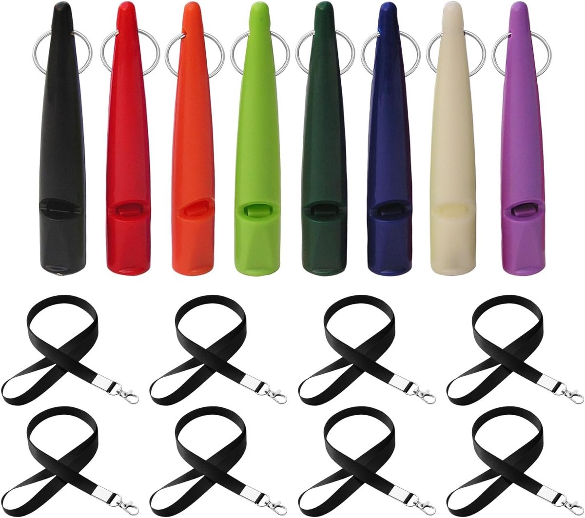 8 Stuks Kunststof Hoge Hondenfluit, 8 Zwarte Lanyards, Huisdiertrainingsfluit Om Te Stoppen Met Blaffen En Onthouden. - ShopVlot