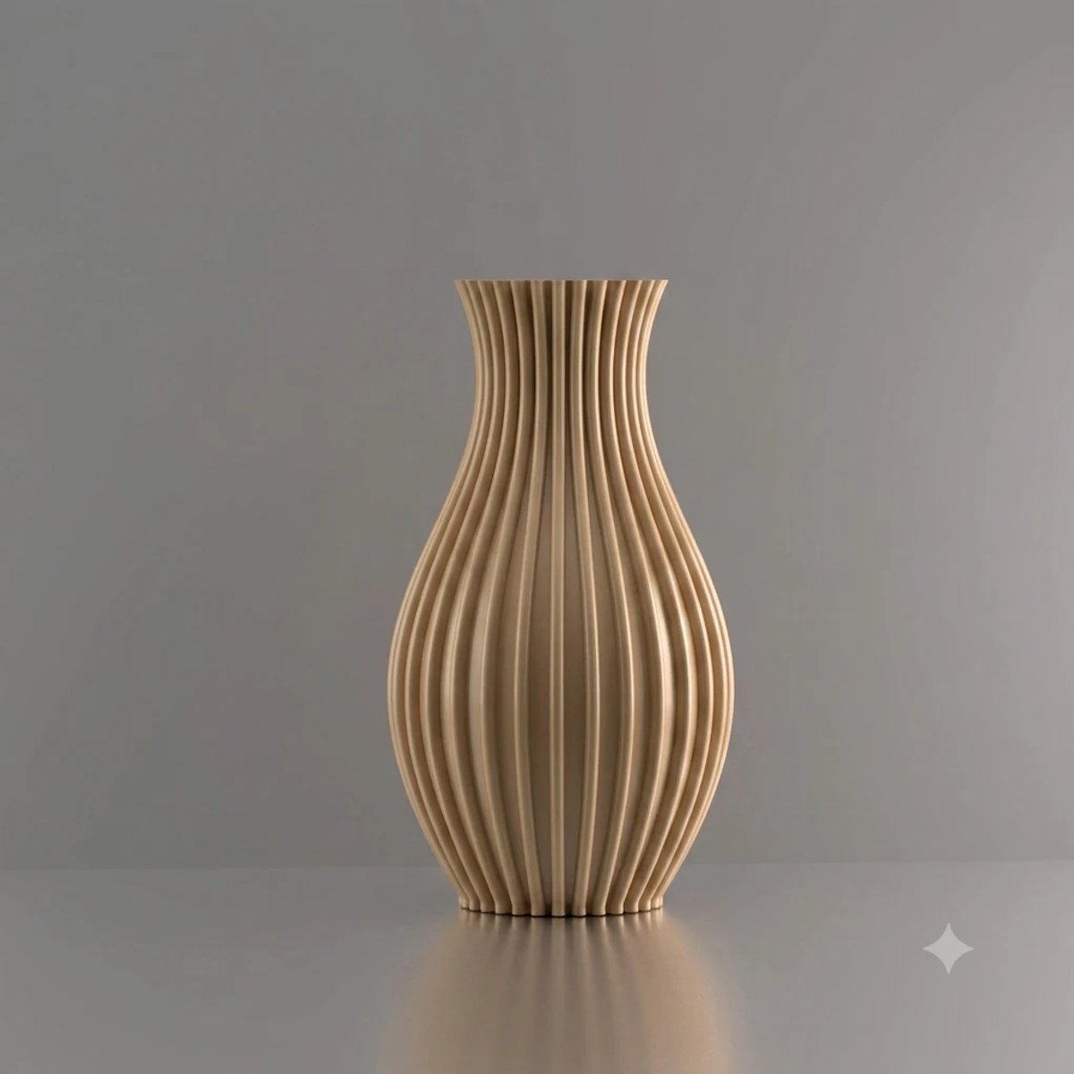 3d-gezellig Prinses - Vaas - Waterdicht - Beige - Maat 25 cm - Kunststof - Modern - Bloemenvaas - 100% gerecycled PLA (bioplastic)