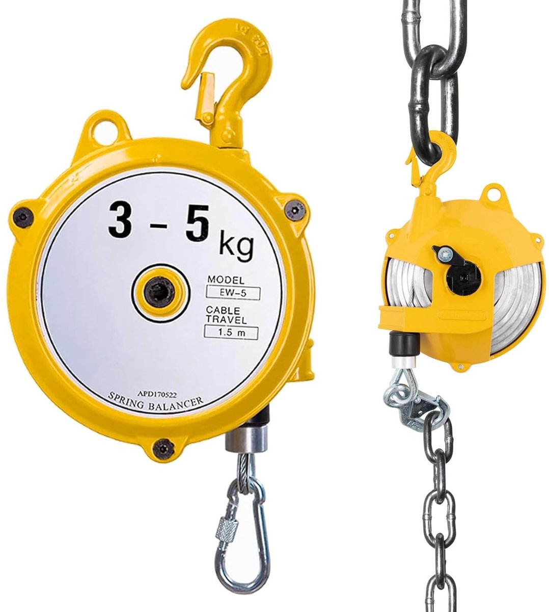 Pull-out Balancer, 3-5 kg, 1.5 m Lifting Height with Thick Steel Wire and Metal Spring Hook for Devices - ShopVlot