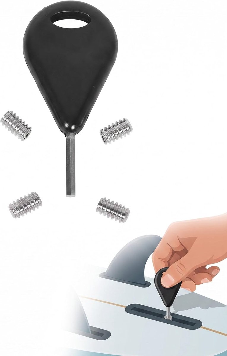 Surfplankvinnen schroevenset, 1 x gereedschapssleutel + 4 roestvrije schroeven, corrosiebestendige hardware, beveiligt - ShopVlot