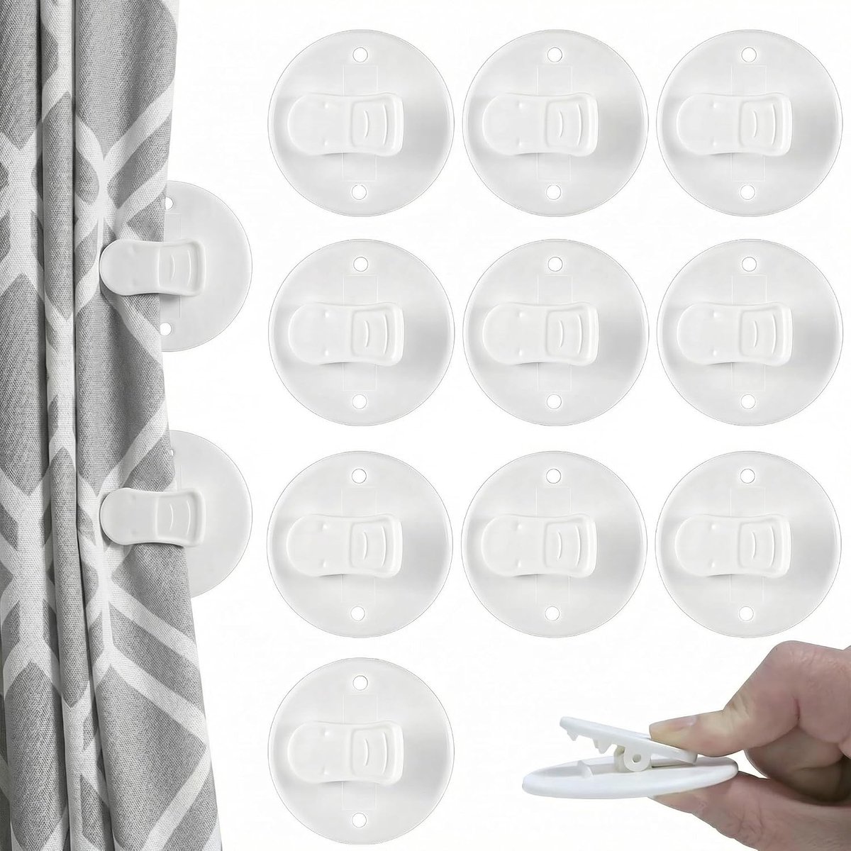 10pcs Shower Curtain Clips Protection Splash Guard, Self Adhesive Shower Curtain Holder Windproof Splash Guard - ShopVlot