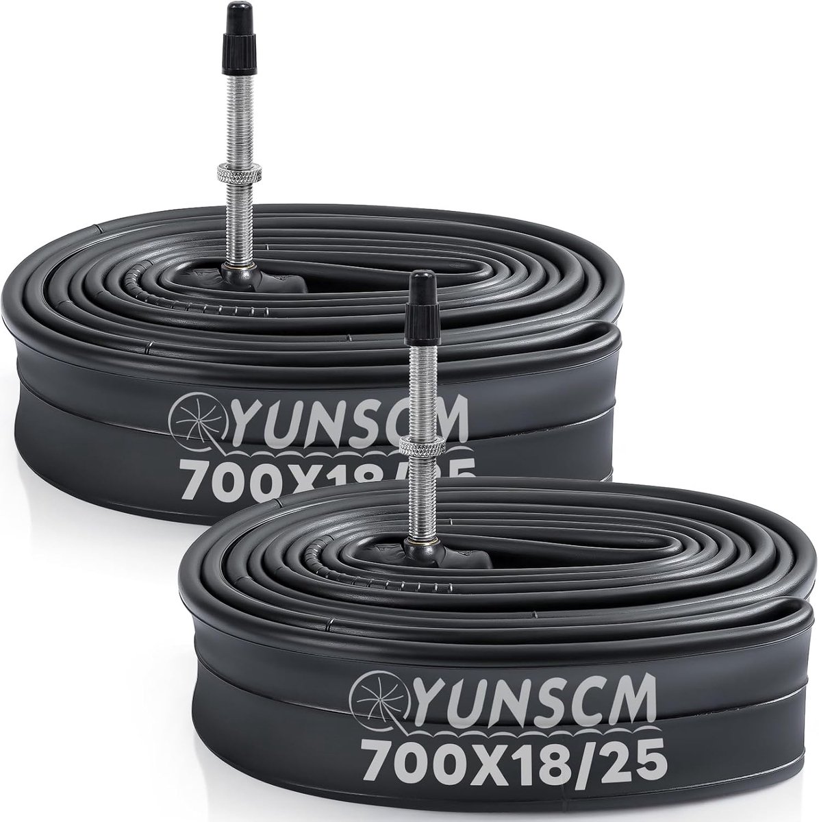 2 Pcs 700C Bicycle Tubes 700 X 18C/20C/23C/25C FV60mm Presta Valve, Compatible with 700X18C 700X19C 700 X20C 700 X 23C - ShopVlot