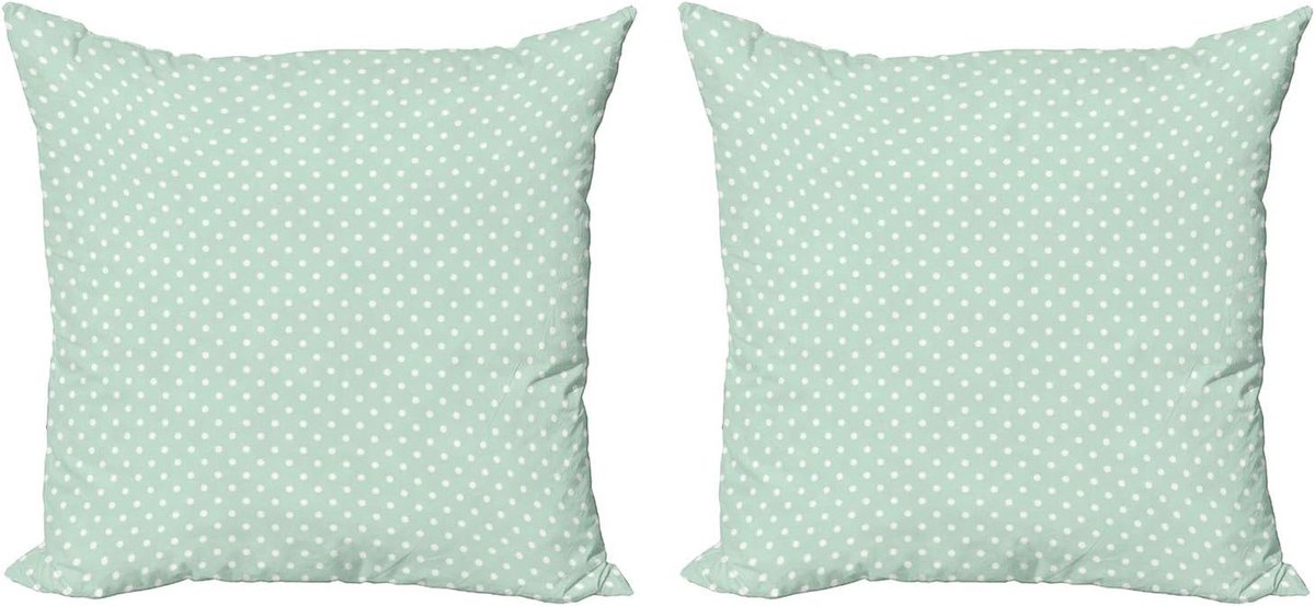 ABAKUHAUS Green Throw Pillow Case Set of 2, Retro Little Polka Dots, Zipper and Print on Both Sides, 50cm x 50cm, Mint - ShopVlot
