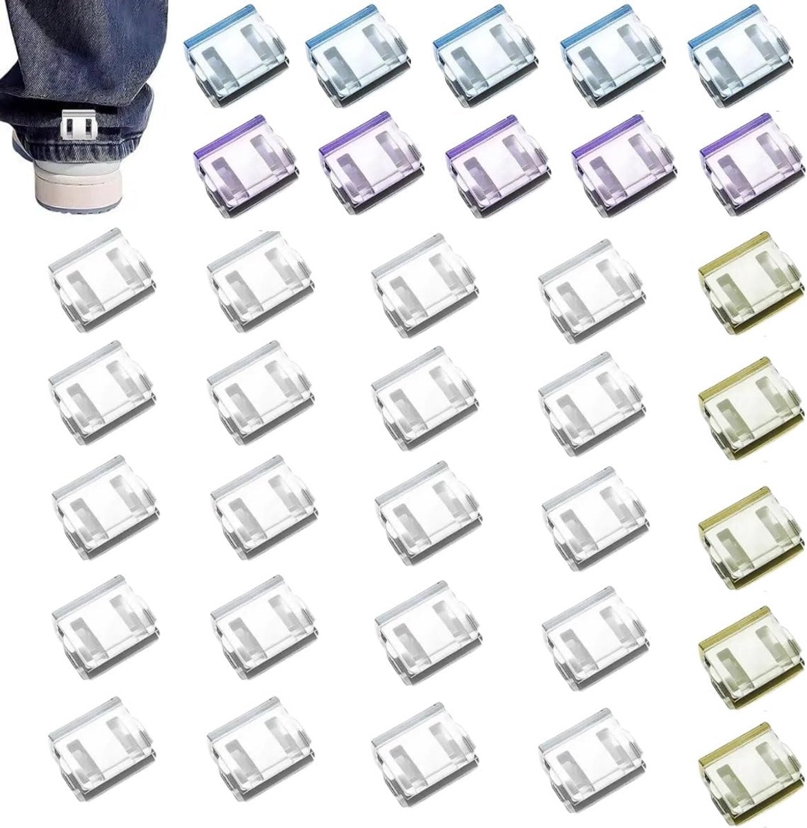 35 stuks verstelbare zoomclips voor broekmouwen, broekclips om te knijpen, broekverkort clips, onzichtbare - ShopVlot