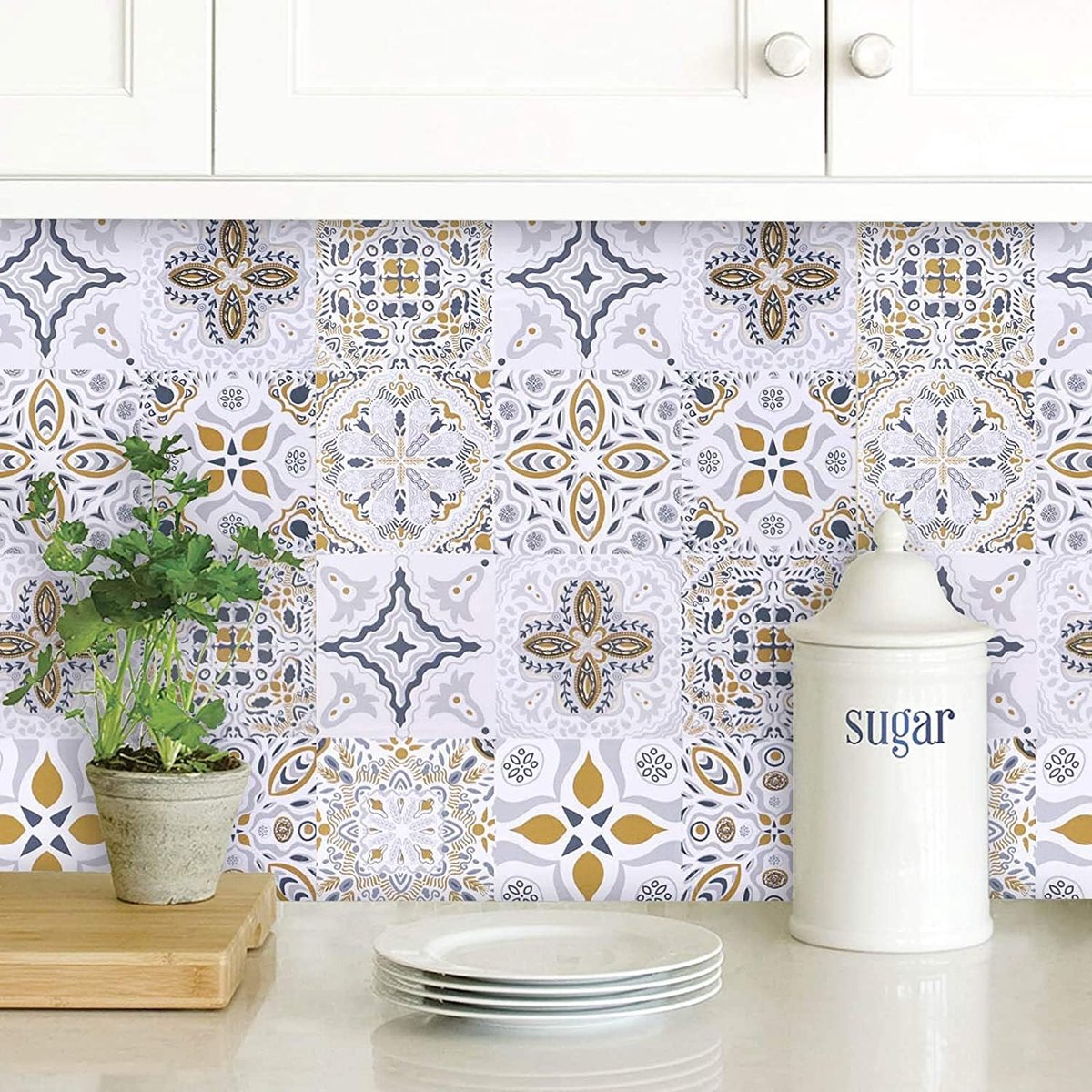 Timeet Self Adhesive Wallpaper Tile Look Self Adhesive Film Kitchen Tiles Pattern Furniture Self Adhesive 44 x 200 cm - ShopVlot