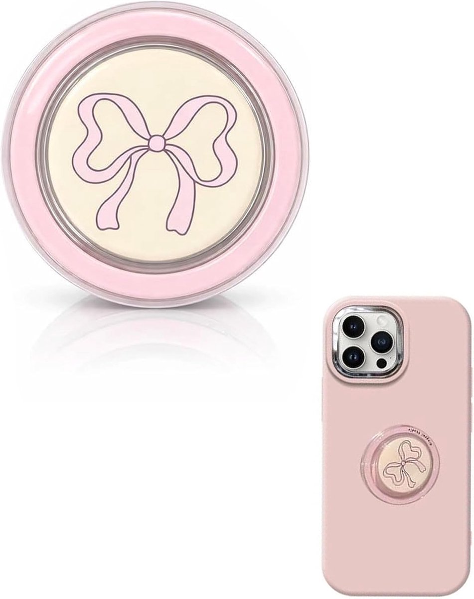 Ondersteuning Magnetische telefoon, Design Ribbon Papillon Rose textuur vage, Compatibele lading zonder draad, Cover - ShopVlot