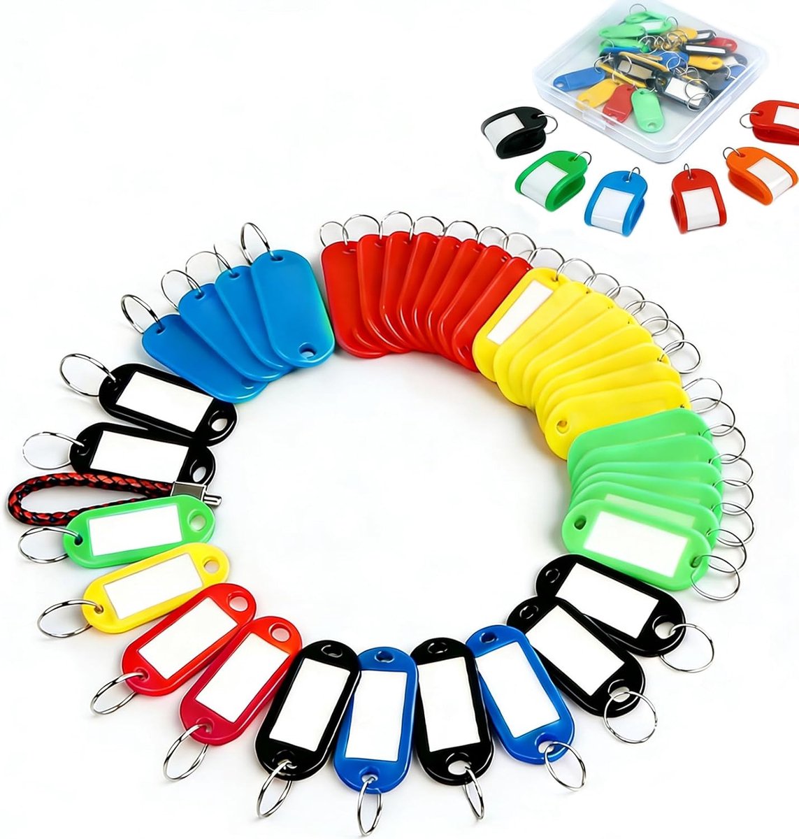 Sleutelhangers 60 stuks - PE kunststof - 5 kleuren gemixt - ideaal voor kleurcodering - ShopVlot
