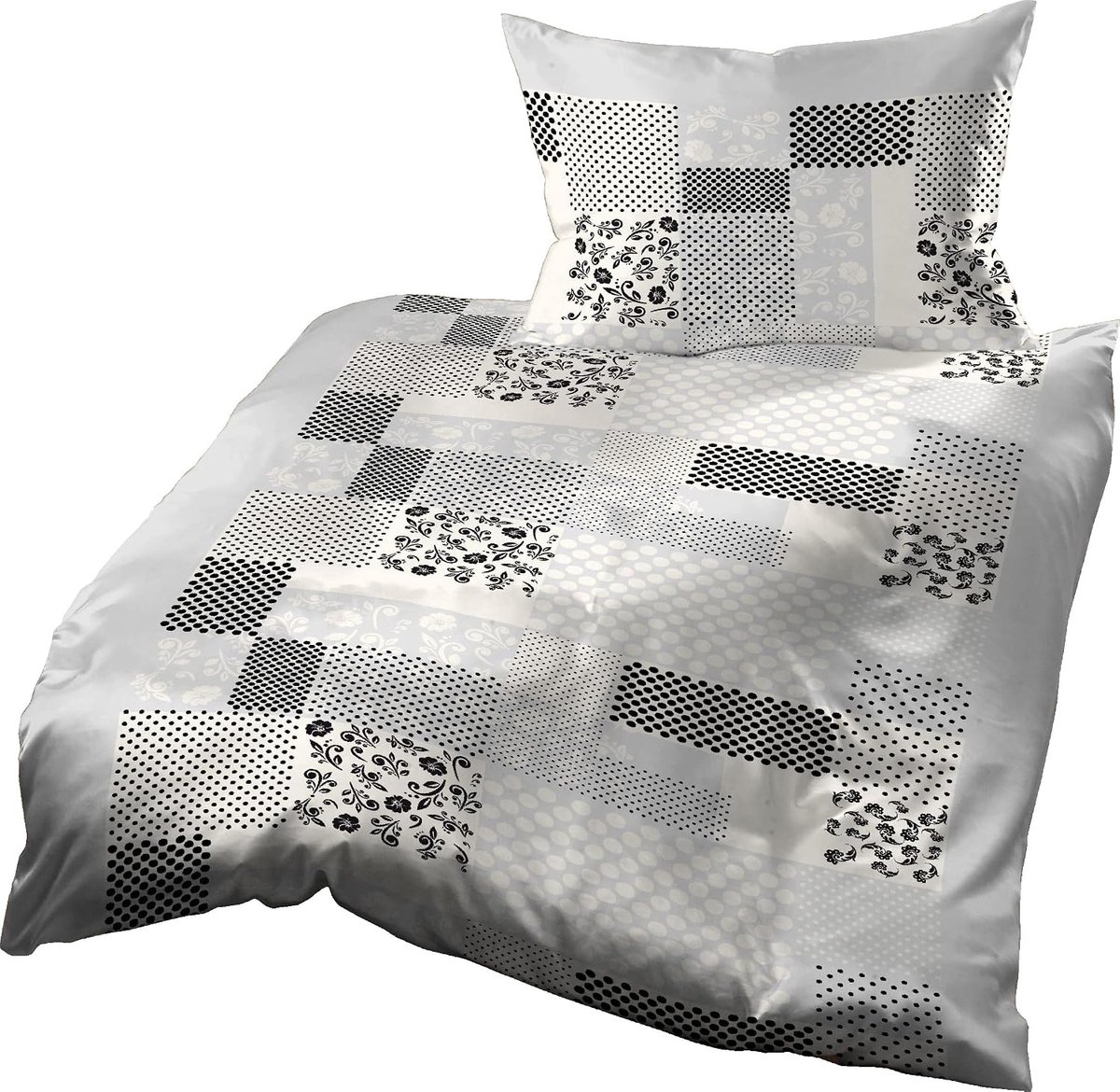 Bedlinnen 140 x 200 cm - Katoen - Modern grijs/wit - Ademend en zacht - ShopVlot