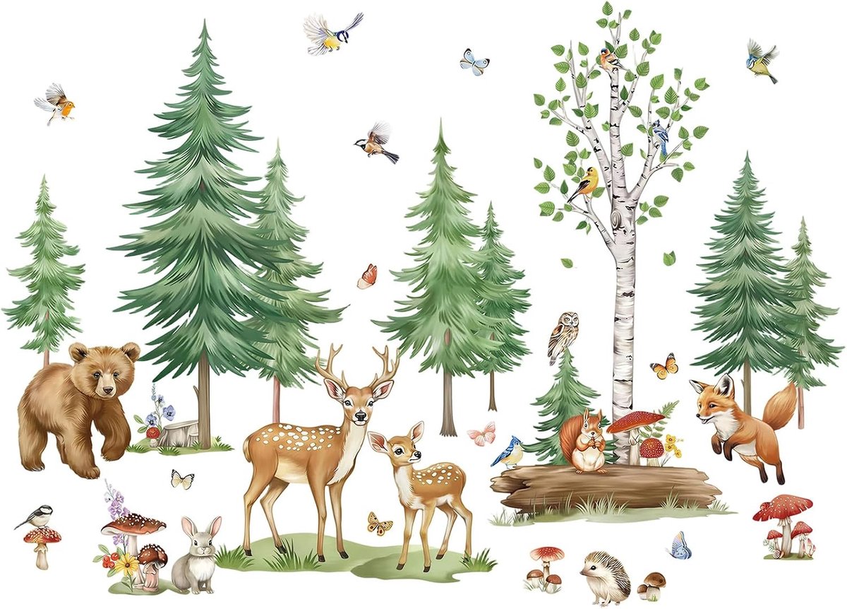 Muursticker bosdieren - natuurgetrouwe motieven - wanddecoratie voor elke kamer - ShopVlot
