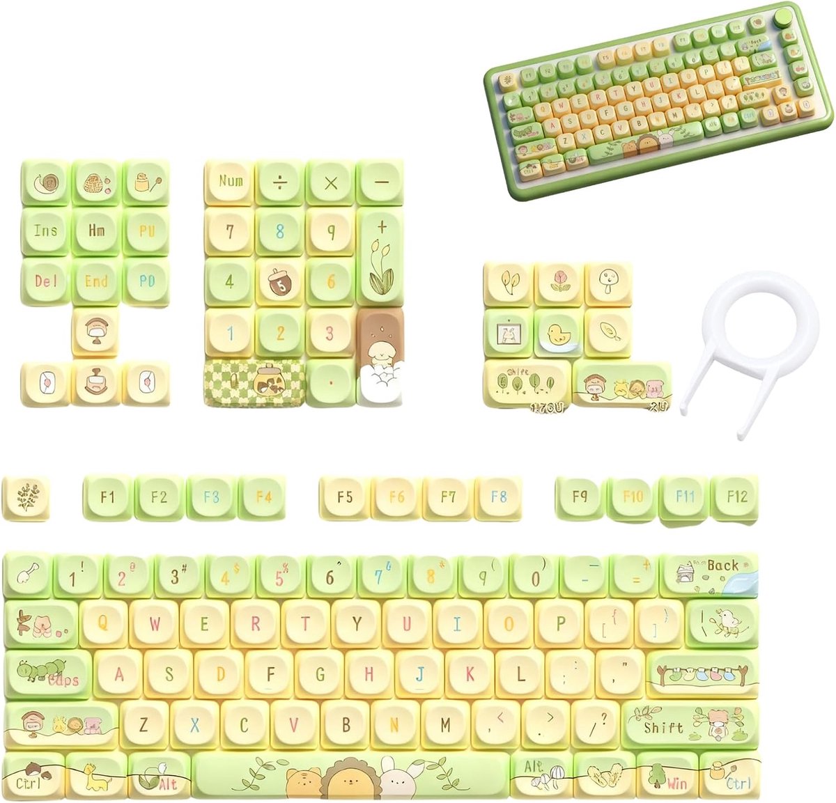 Mechanisch Toetsenbord Keycaps 112 Toetsen - PBT Materiaal - Schattige Bosdieren - Duurzaam en Kleurvast - ShopVlot