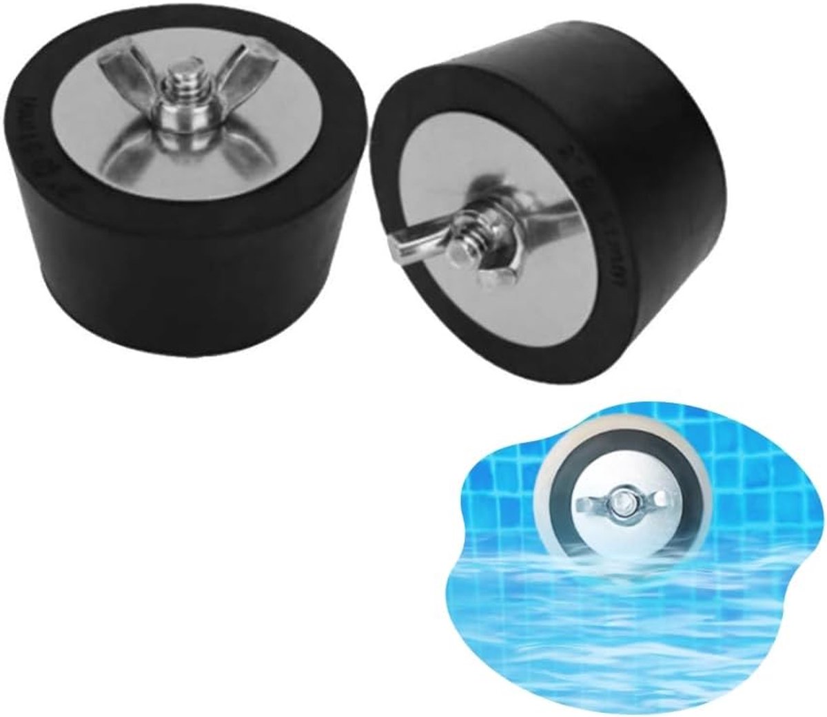 Pool winterstopper 38 mm - rubber en roestvrij staal - met schroeven voor inlaatspuiters - ideaal voor winteronderhoud - ShopVlot