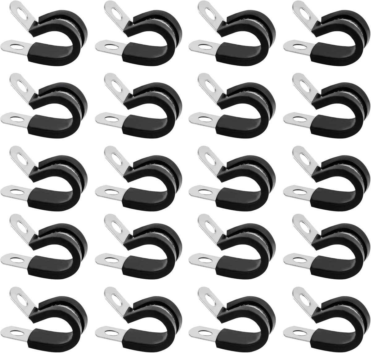 RVS slangklem P-Clip 12mm - met rubber inleg - roestvrij staal - voor kabel- en leidingbevestiging - ShopVlot