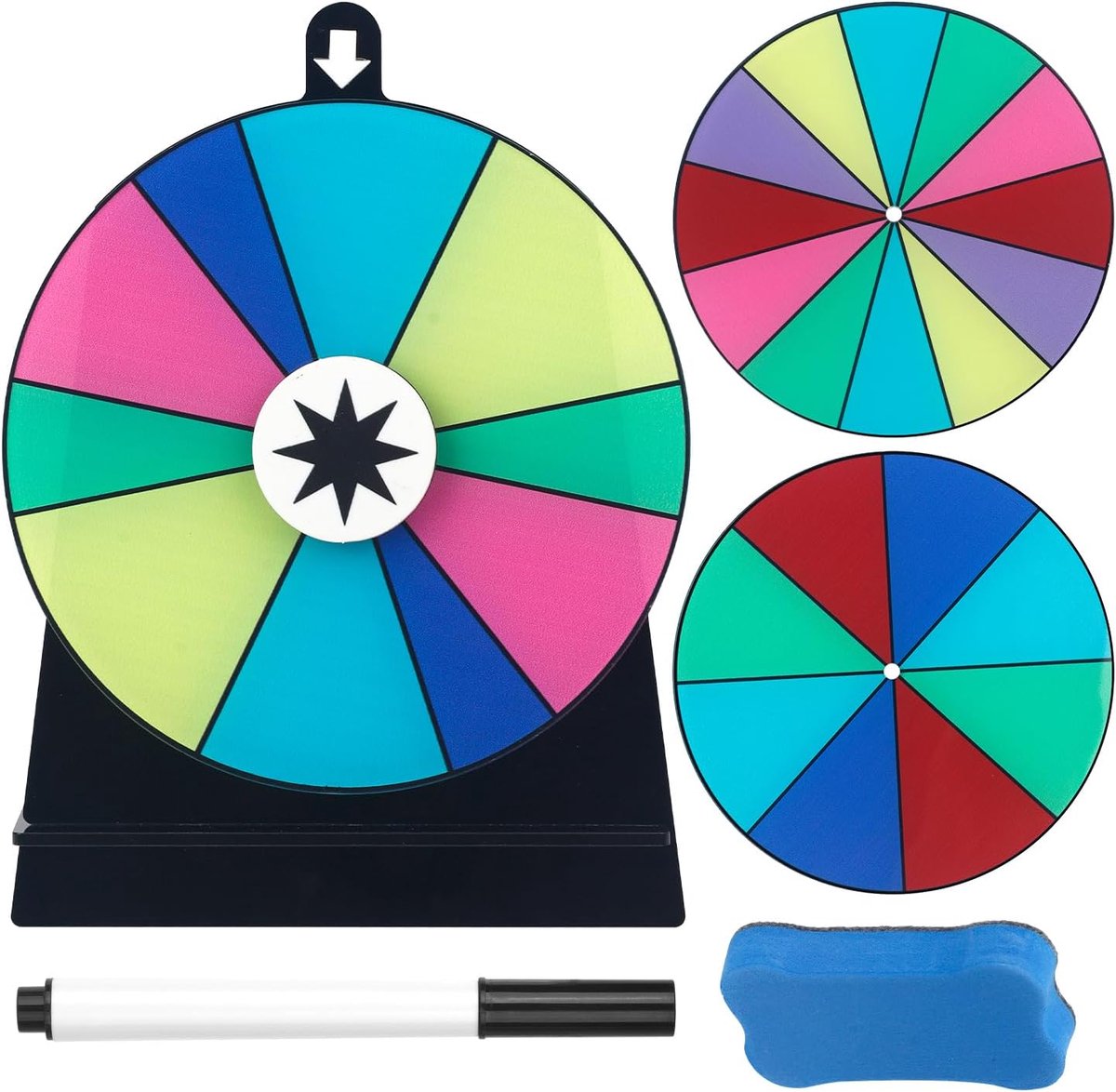 Geluksrad 6 Inch - Zelf in te stellen - Kleurrijk met 3 draaien - Perfect voor feesten - ShopVlot