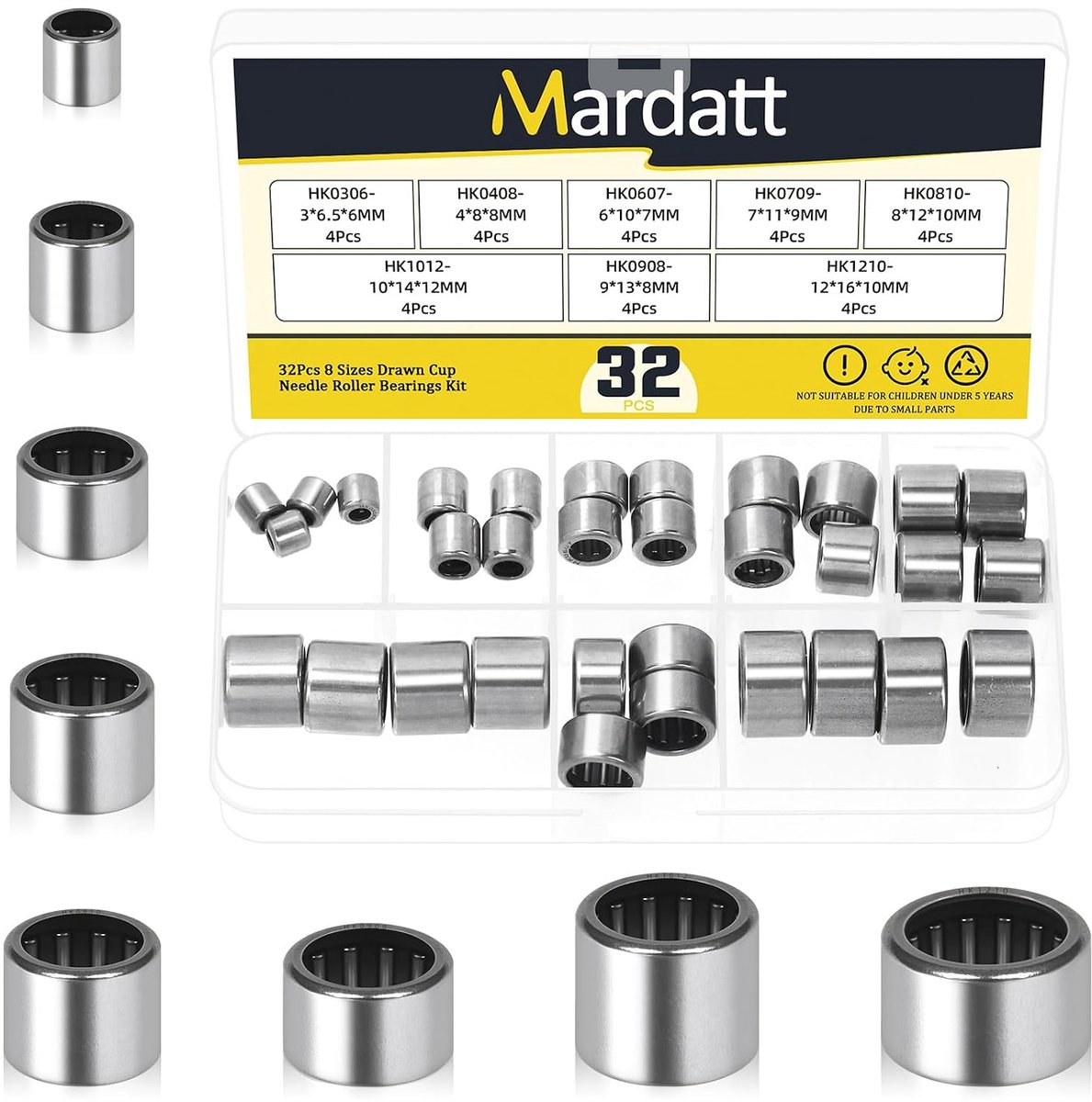 Drawn cup needle roller lagers - 32 stuks - diverse maten - voor soepele rotatie - ShopVlot