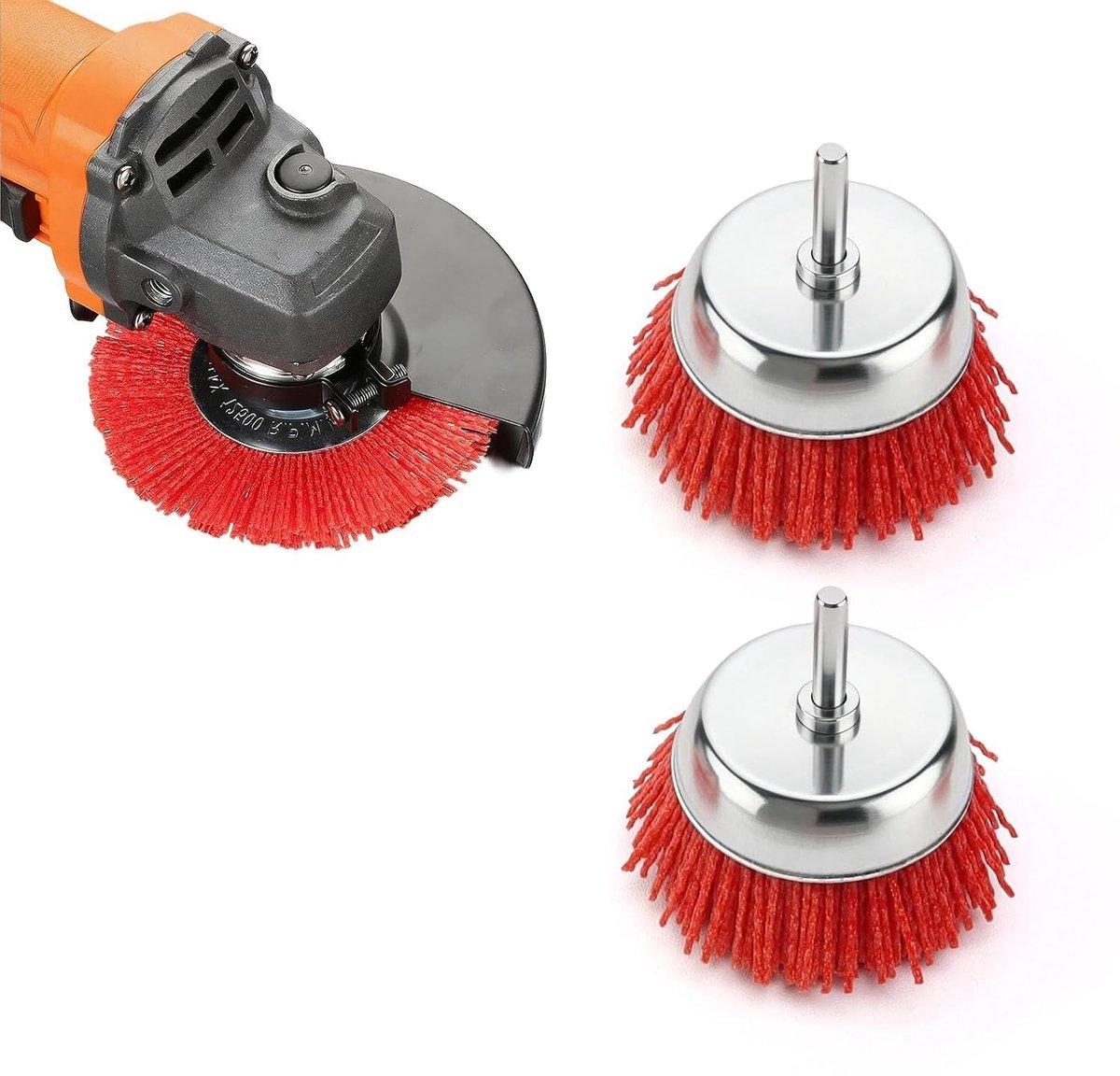 Potborstel haakse slijper Ø 75 mm - schelpvormige nylon borstel - voor het verwijderen van roest en bramen - 2 stuks - ShopVlot