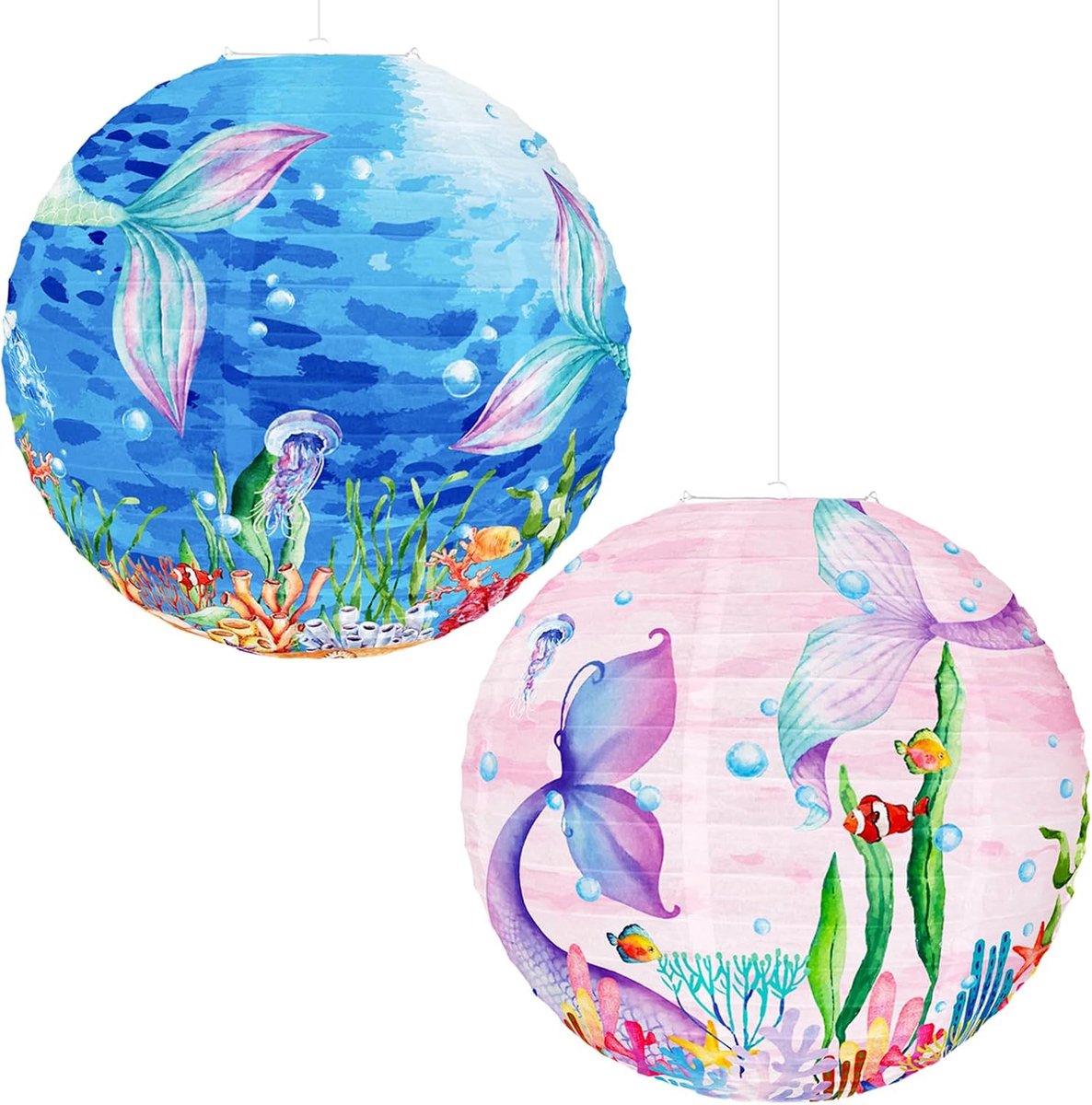 Papieren lantaarns set van 2 - ronde lantaarns - Sint Maarten thema - veilige decoratie voor feestjes - ShopVlot