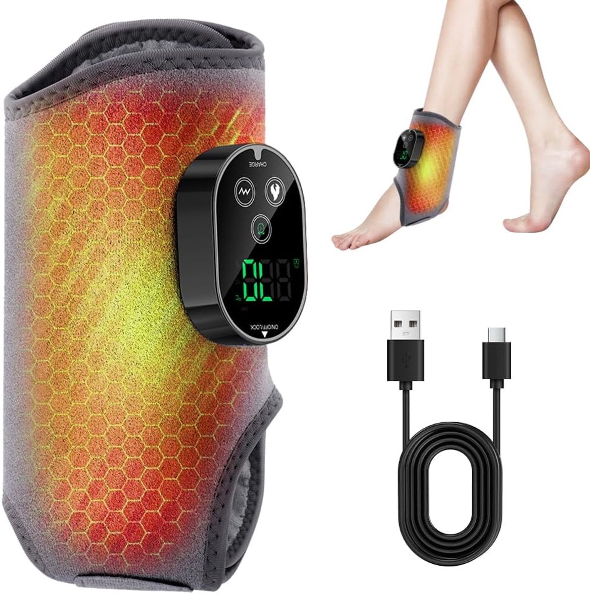 Voetmassageapparaat 3-in-1 - elektrisch verwarmd - 3 modi en 5 warmtestanden - ontspanning voor voeten en enkels - ShopVlot