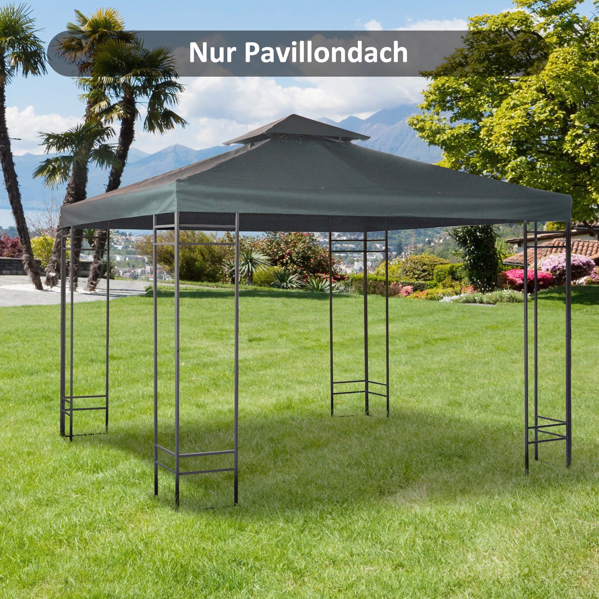 DESMIU Pavillondak – Vervangingsdak Voor 3 X 3 M – Polyester – Grijs – Voor Metalen Tuinpaviljoen En Partytent – Waterafstotend