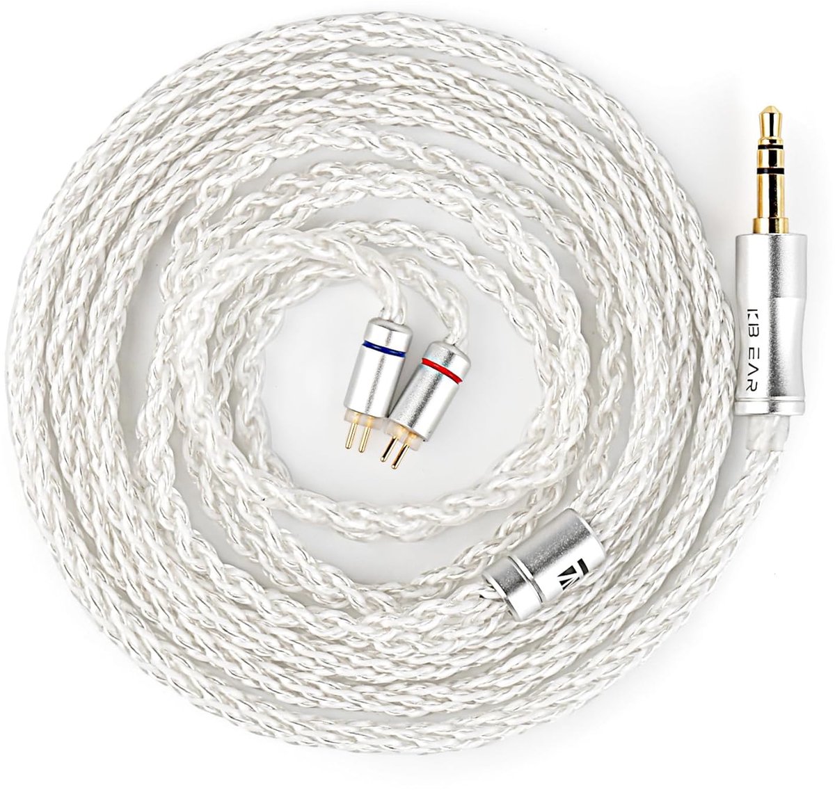 IEM Kabel 120cm - 5N 8-Kern OFC Koper - Zilver Gevlochten - Ideaal voor Audioliefhebbers - ShopVlot