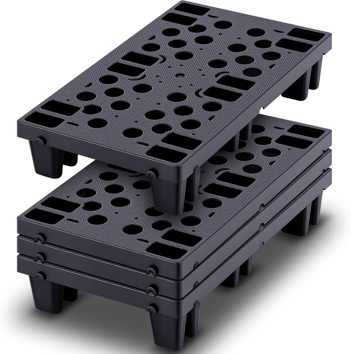 4 x Lightweight Plastic Pallets, Nestable, Moisture-proof Floor Pallets with Breathable Grates, for Supermarkets - ShopVlot