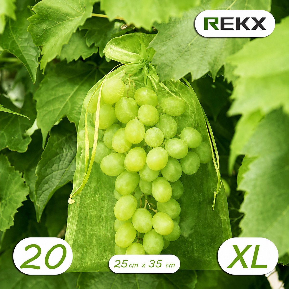 Rekx® Fruithoes met trekkoord 25 x 35 cm - set van 20 stuks - XL