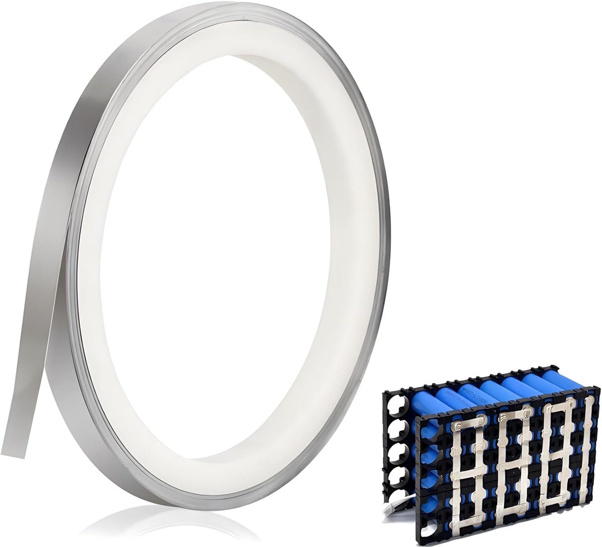 Nickel tape strips 5mm x 0.1mm x 10m, sheet tape for 18650 batteries, welding and spot welding machine - ShopVlot
