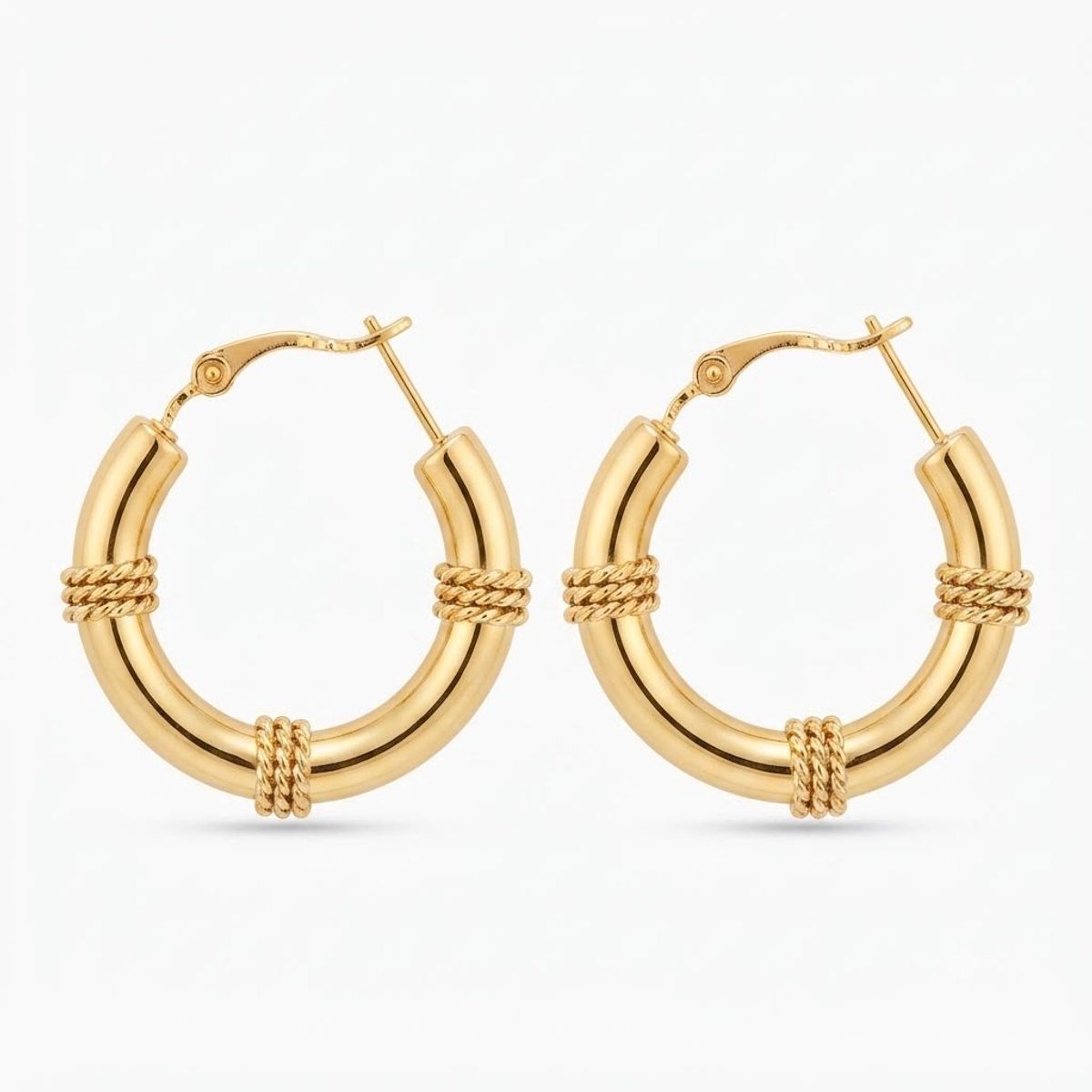 Oorringen Dames Goudkleurig – Grote Oorbellen Dames 30 mm – Rope Design – 316L Chirurgisch Staal – Gouden Oorringen