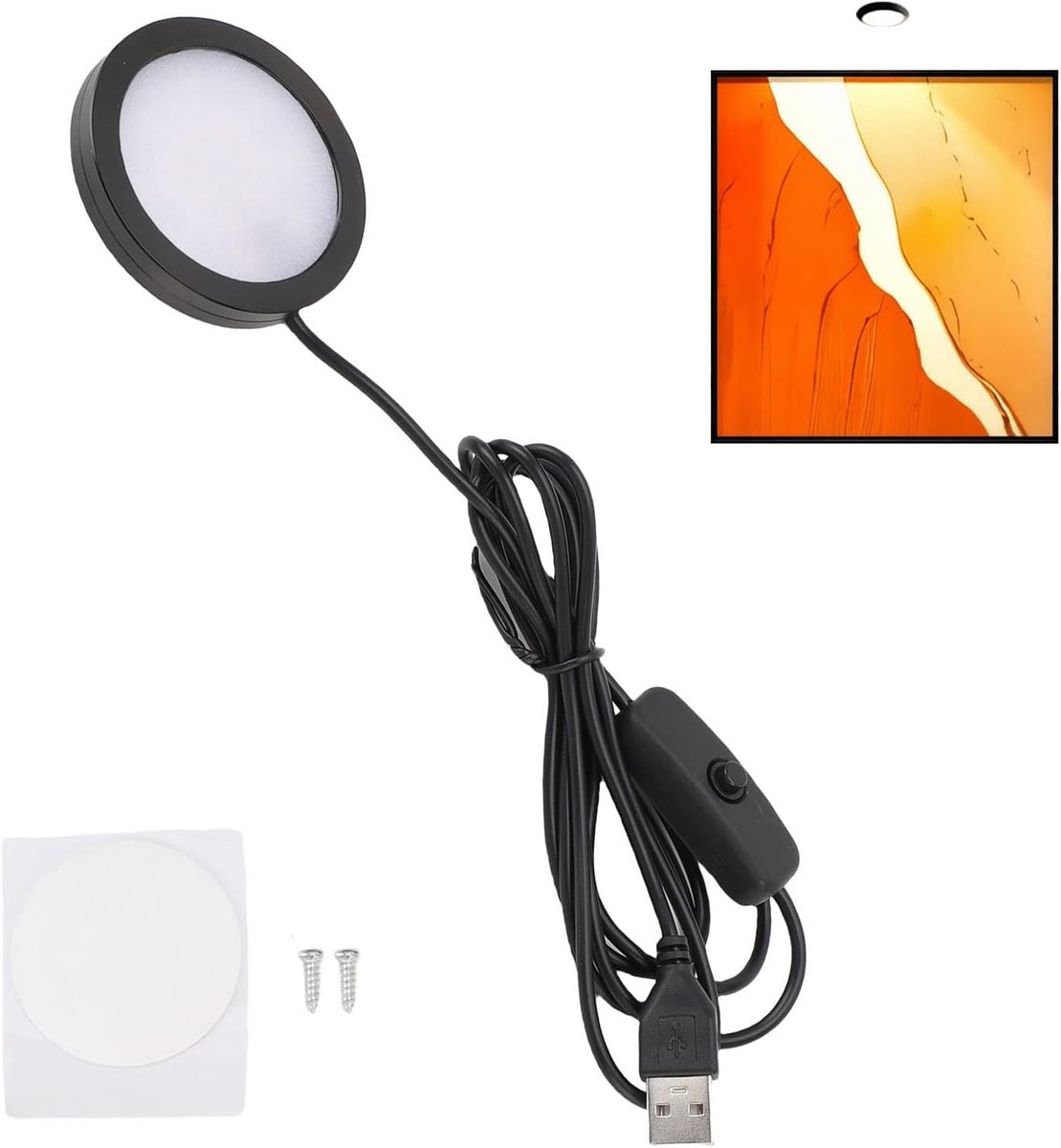 5V USB Ultra-thin Small Floodlight, Aluminum Small Round LED Lamp, Undermount Light with 1.5m Cable for Ceiling - ShopVlot