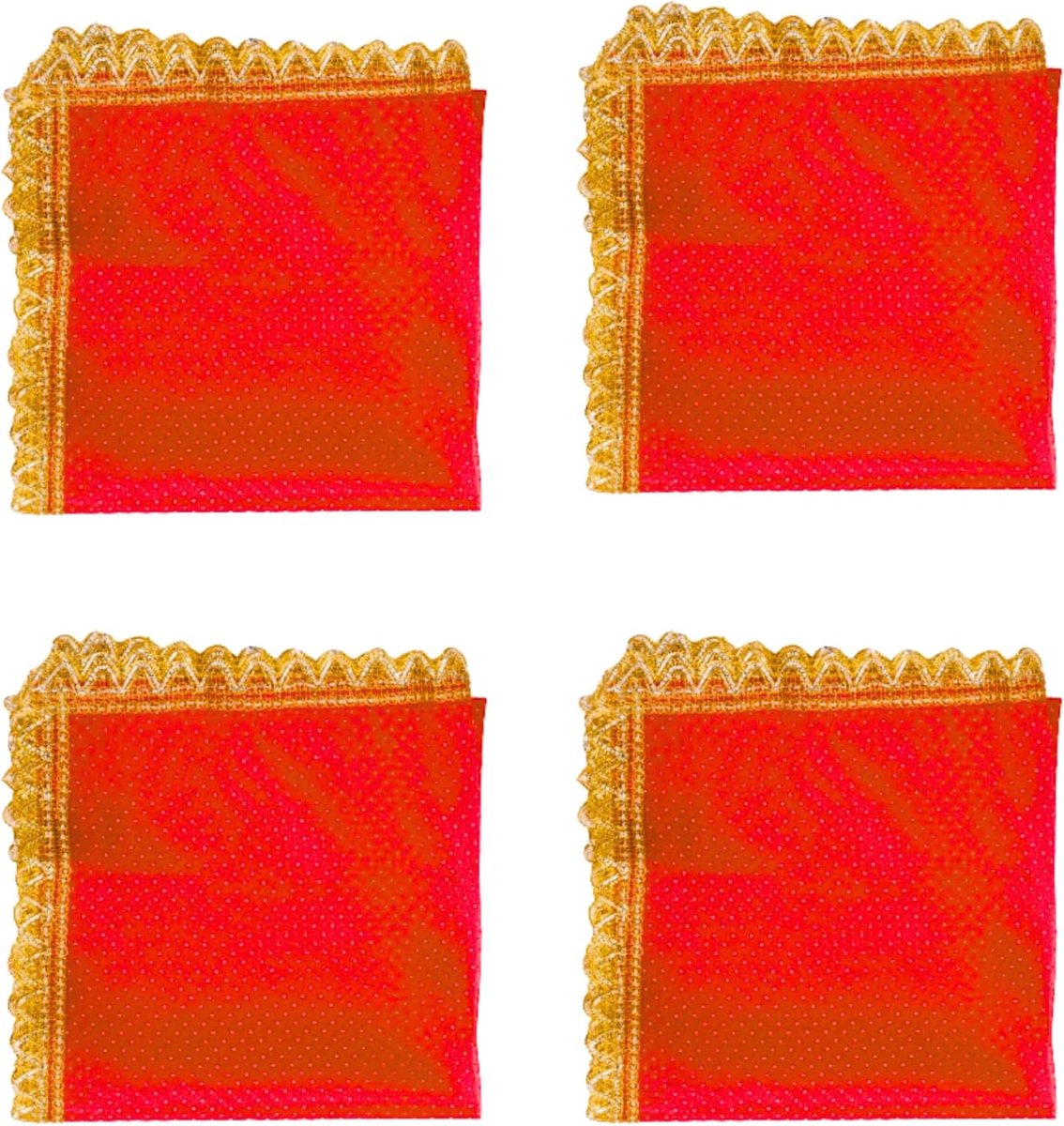 Set of 4 Chunari Decorative Silk Cloth Puja Chunni Chunar (Size :- 20" x 12") Aasan Mat for Statue Frame Idol Temple - ShopVlot