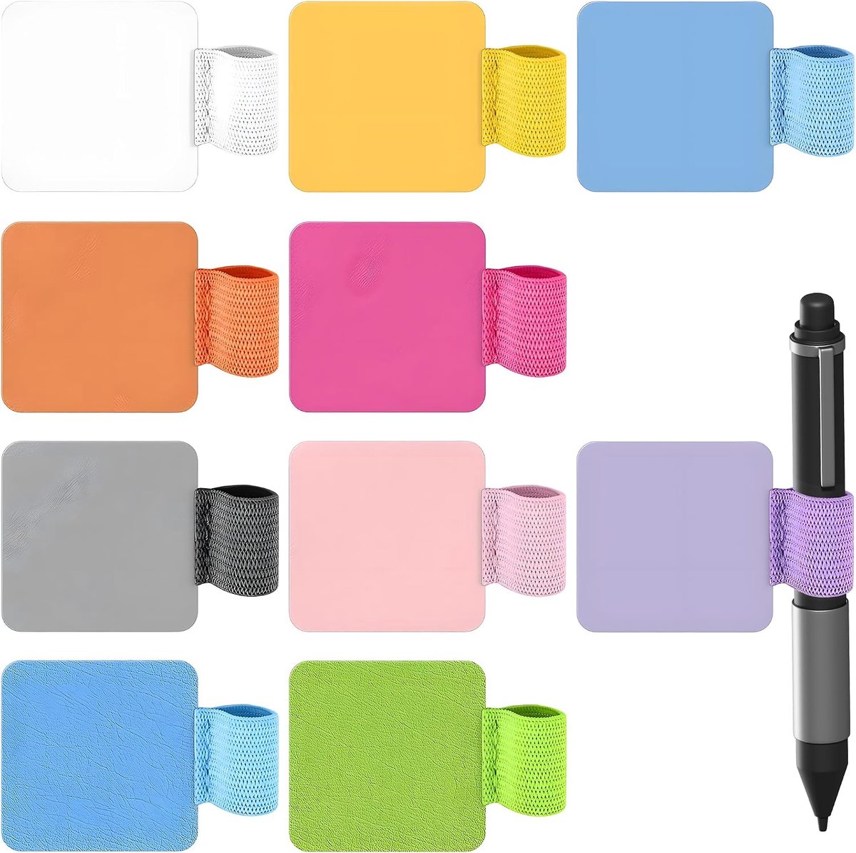 10 stuks penlus, zelfklevend, penhouder, notitieboek, PU penlus, afneembare pennenhouder met elastische rubberen band - ShopVlot