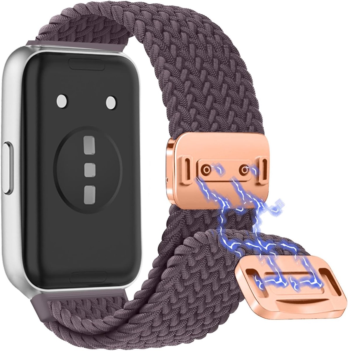Magnetische rekbare gevlochten band compatibel met Huawei Band 11/11 Pro, verstelbare nylon elastische vervangende - ShopVlot