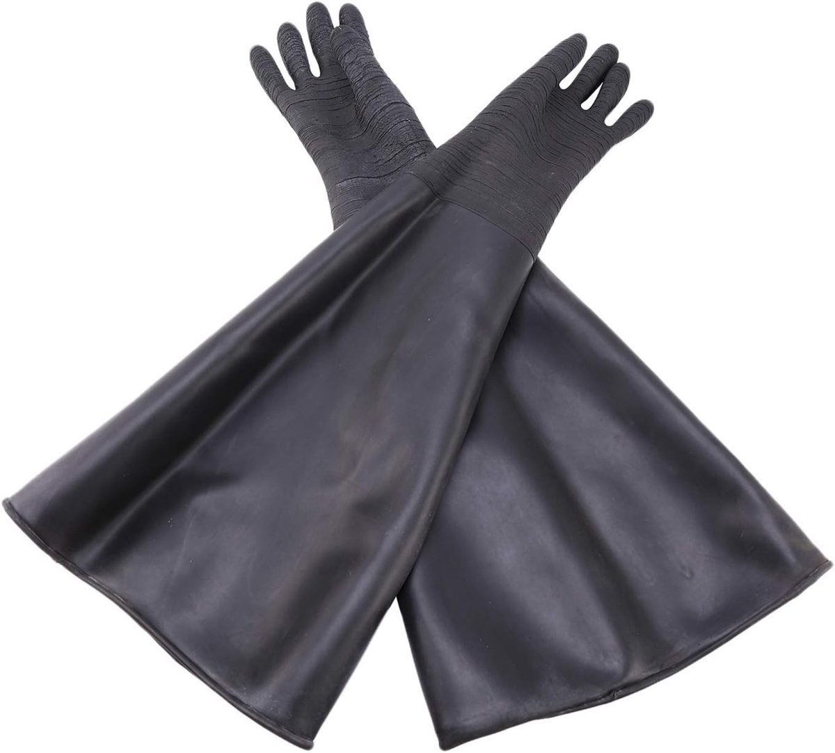 Rubberen zwarte zandstraal handschoenen strepen zandstraal handschoenen voor straal cabine 65 x 30 cm - ShopVlot