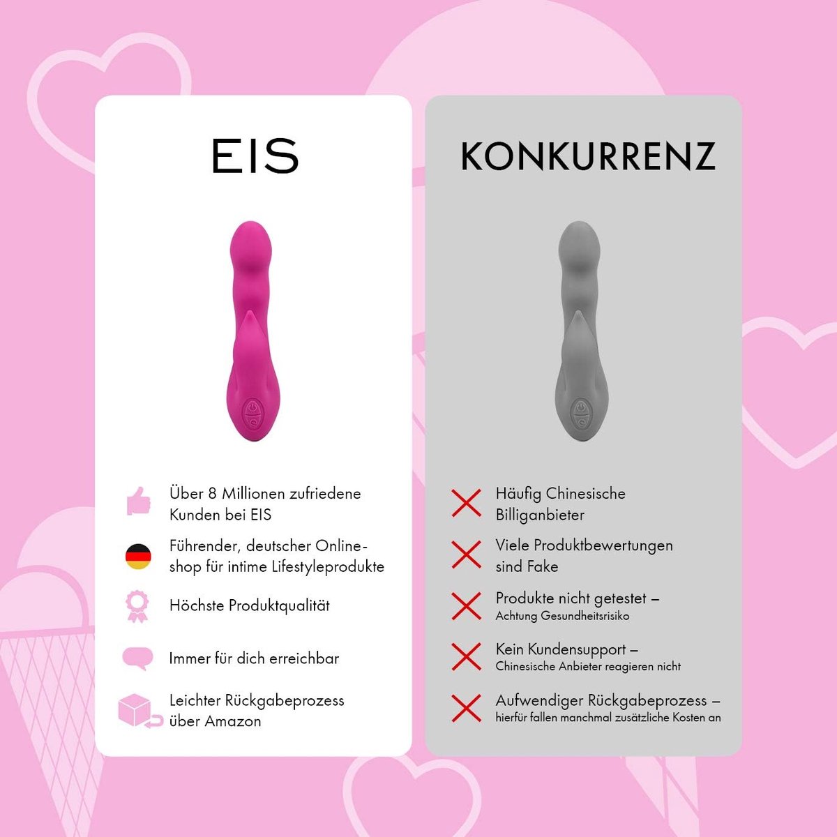 EIS, silicone vibrator "Wild Rabbit", ergonomic shape and double stimulation, purple - ShopVlot