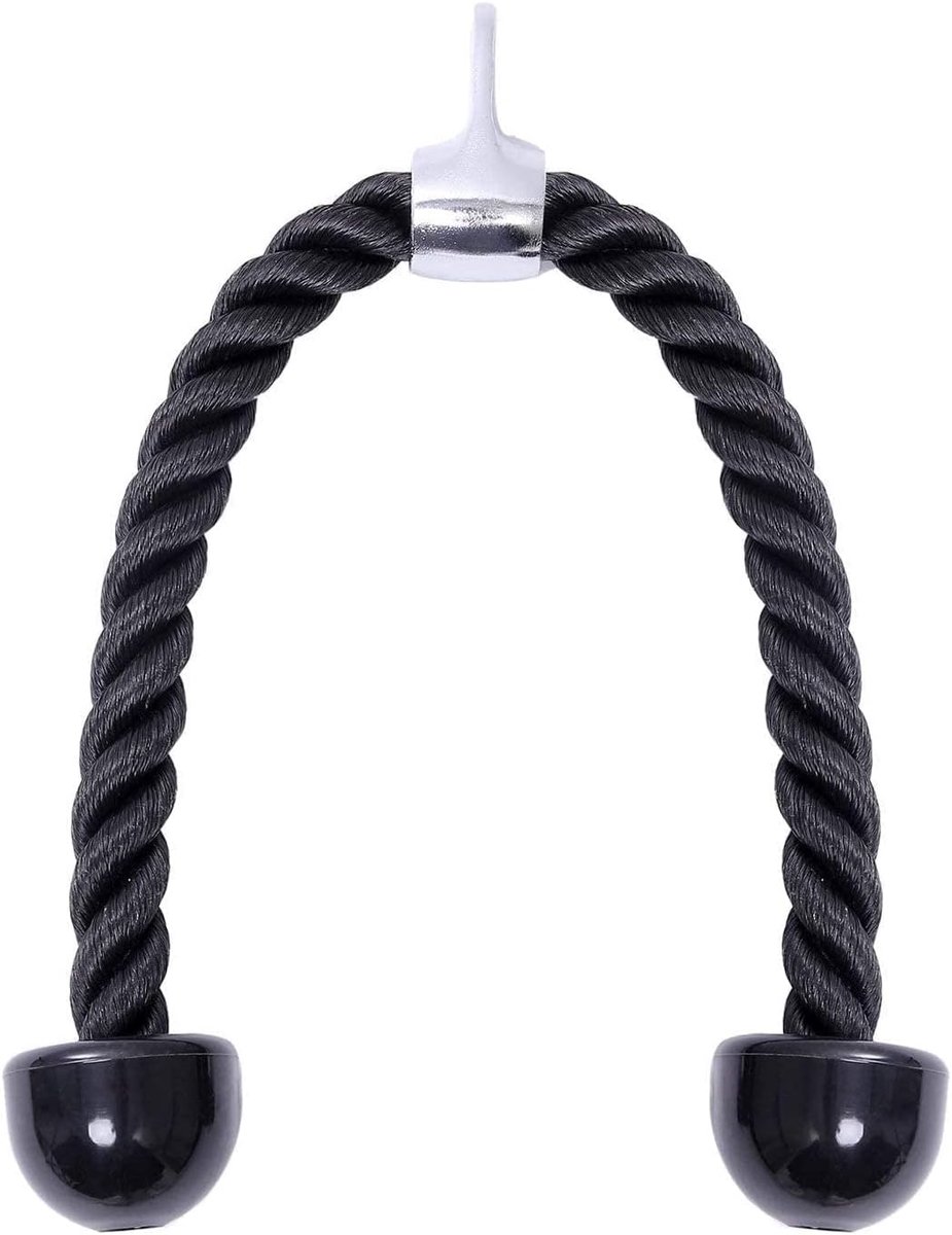 AOI 70cm Heavy Duty Triceps Cable Attachment for Fitness, Bodybuilding & Gym - Pull Down Rope Equipment, Black - ShopVlot