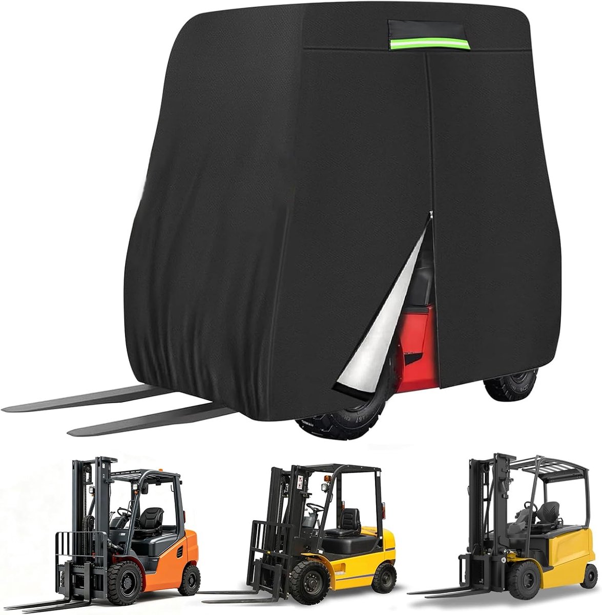 Forkheftruckafdekking, 420D vorkheftruck afdekking met reflecterende strepen en ventilatiegaten, 265 x 125 x 204 cm - ShopVlot