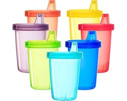 Youngever 7 Stuks Sippy Bekers, Kinderbekers Plastic, Sippy Deksel Cups, Babybekers Drinken (Rainbow)
