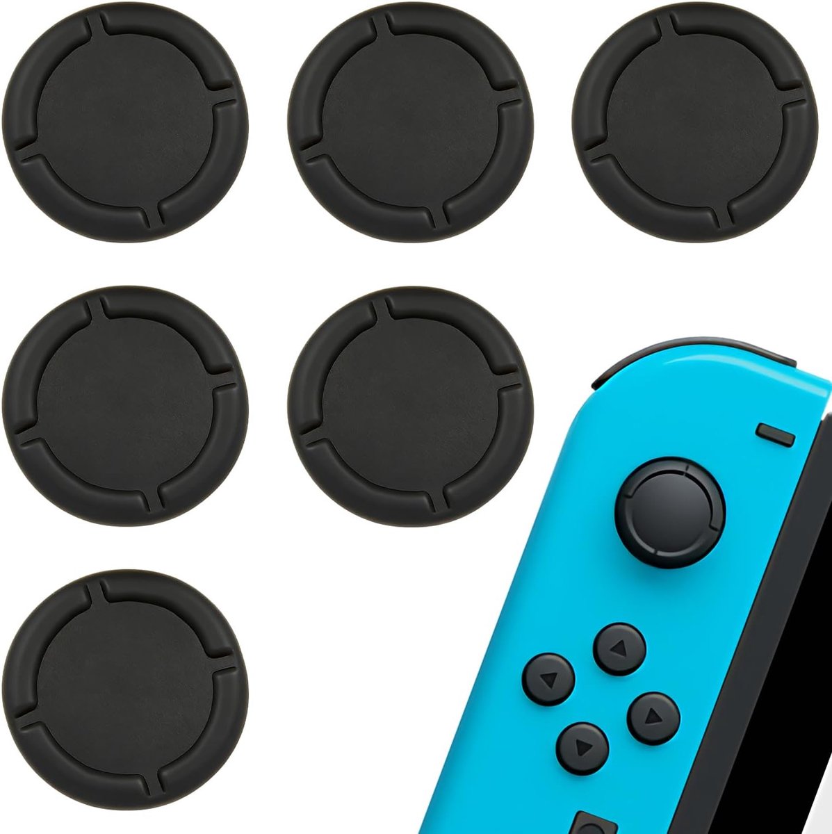 3 Pair Replacement Buttons Caps for Switch Joycon, Silicone Joystick Protectors, 3D Grips (Black) - ShopVlot