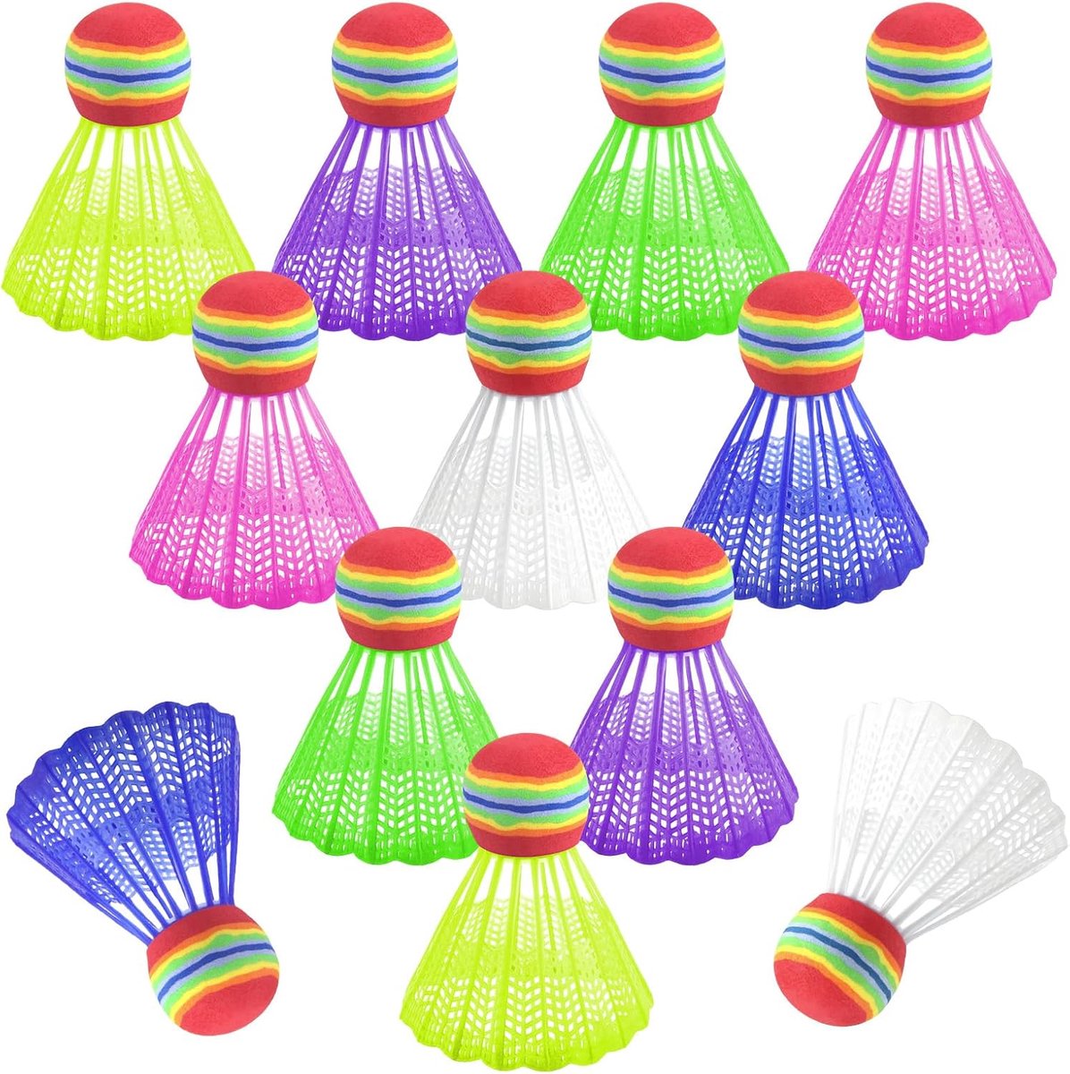 YUE QIN 18 stuks badmintonballen, nylon, duurzame shuttballen, speedballen, 6 kleuren, badmintonballen, shuttballen - ShopVlot