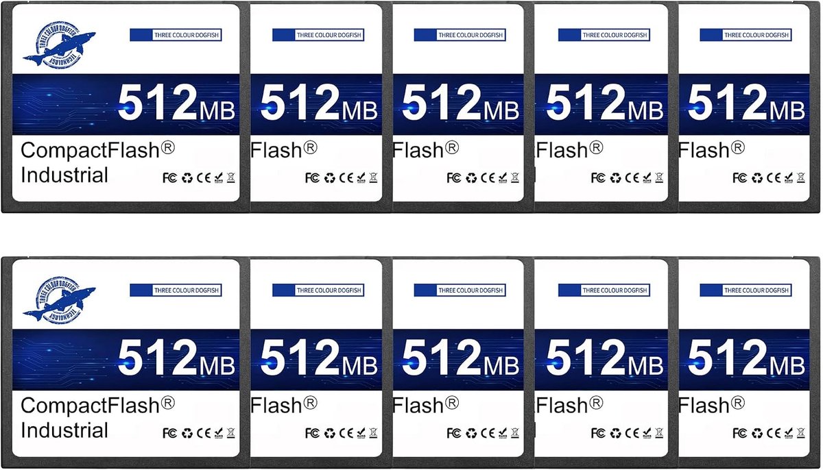 Dogfish Compact Flash Memory Card, 512MB, Pack of 10, Industrial CF Card Type I for Industrial Devices, CNC Machines - ShopVlot