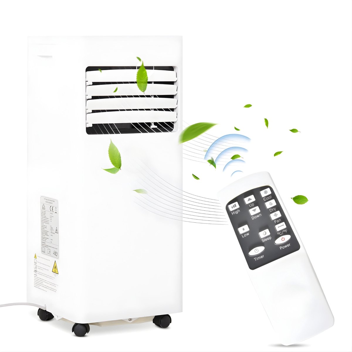 ABS-30 Mobiele Airconditioner – Vrijstaande Airco met 5L Tank – 32,8 x 32 x 67,8 cm – Thuis en Kantoor Koeler – Wit